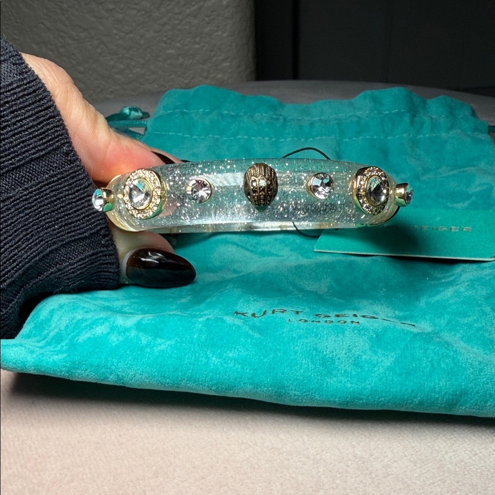 Kurt Geiger Gold and Clear Sparkle Bangle - Picture 3 of 5
